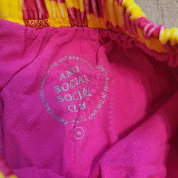 Anti Social Social Club Pajama Set Size Medium Velour Pants Shirt And Bag - Picture 7 of 8